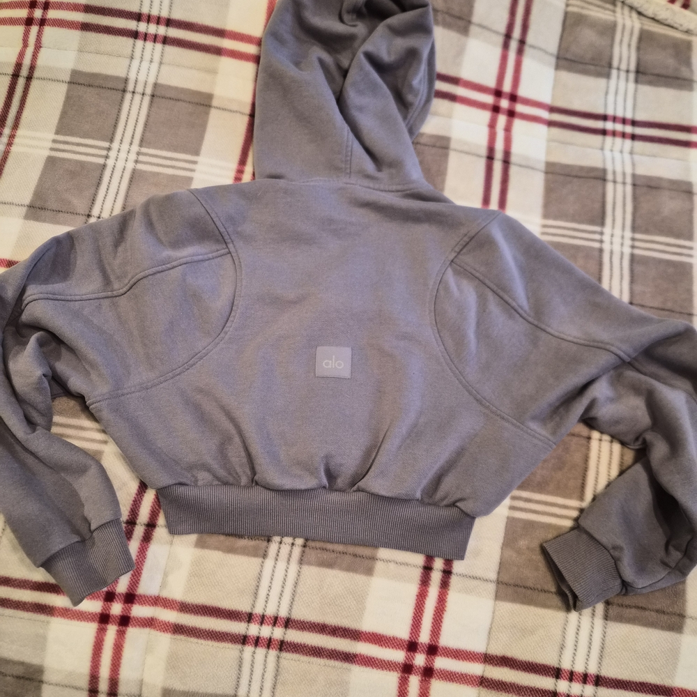 ALO Yoga Women's Gray Hoodie Cropped Zip Size XS